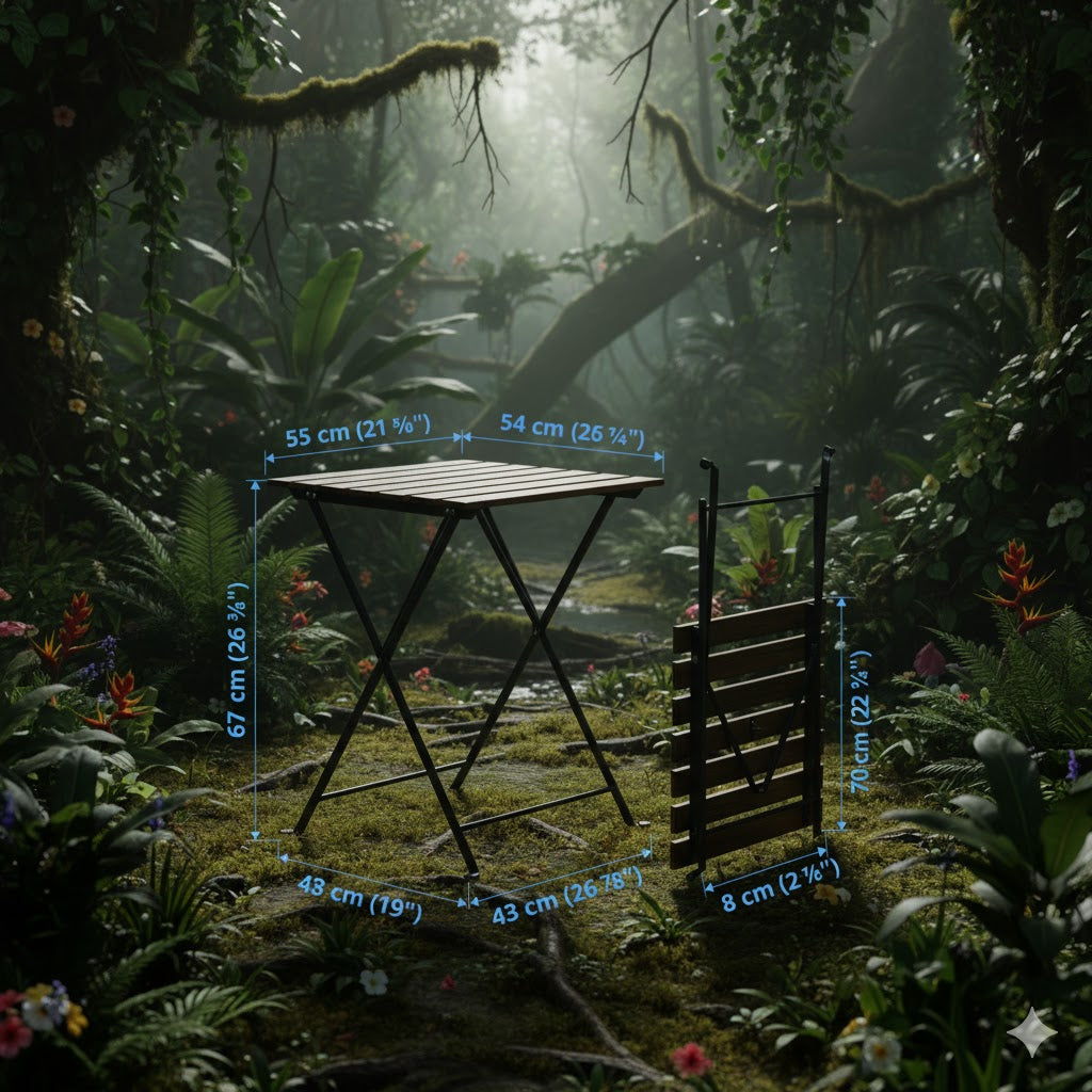 Kanhome Modern Outdoor Steel Wood Bistro Table Coffee Table From Vietnam for Dining Kitchen & Apartment Garden Metal Table