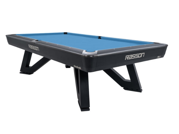 RASSON Wolf – 9ft Tournament Pool Table – Ball Return – Black/Silver Finish