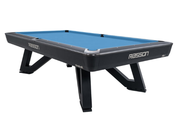 RASSON Wolf – 9ft Tournament Pool Table – Ball Return – Black/Silver Finish
