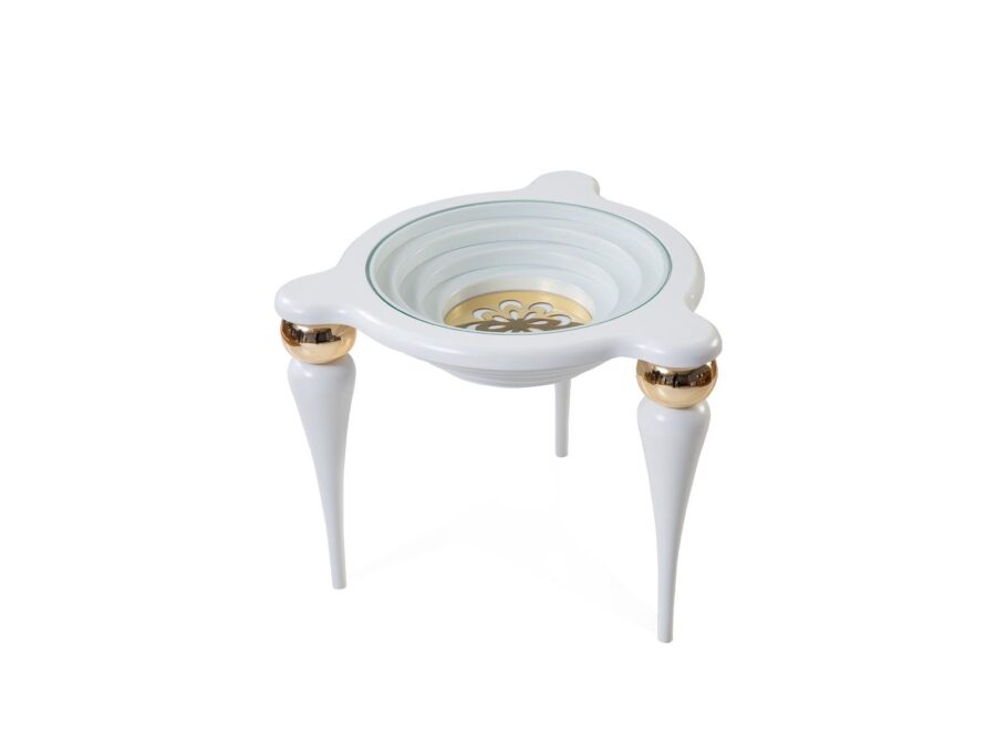 Round Center Table With Tempered Glass Top - White Gold