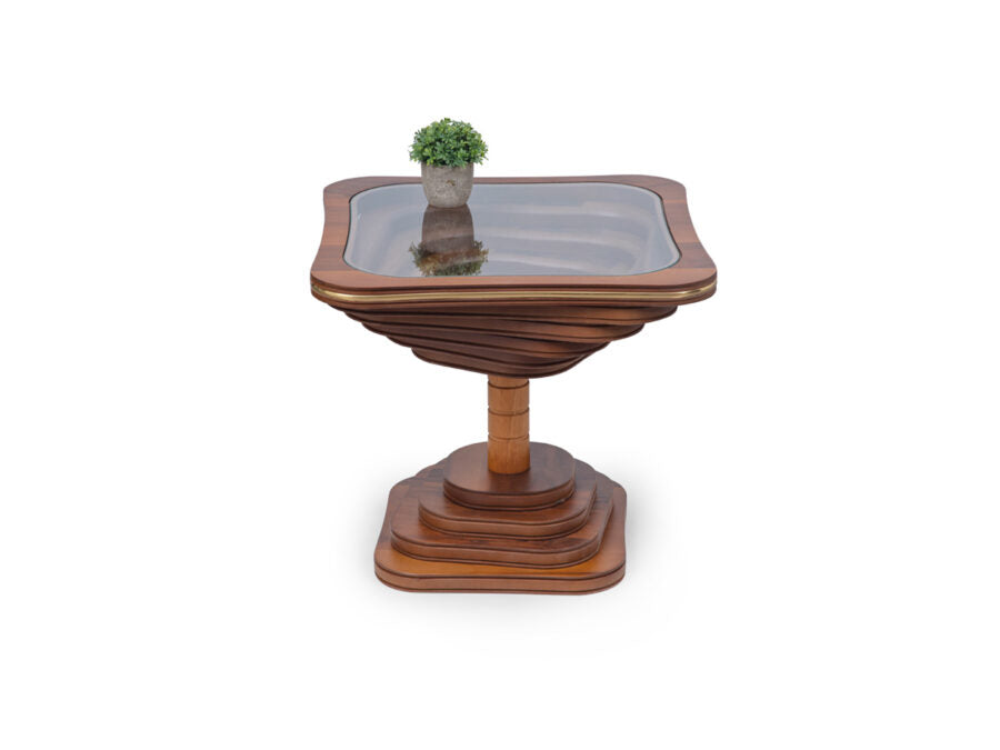 Coffee Table – Walnut Veneer with Tempered Glass (106 x 106 cm)
