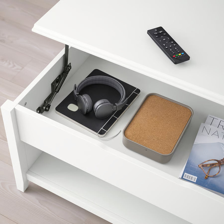 Adjustable Coffee Table With Lift-Top Design, White, 97 cm