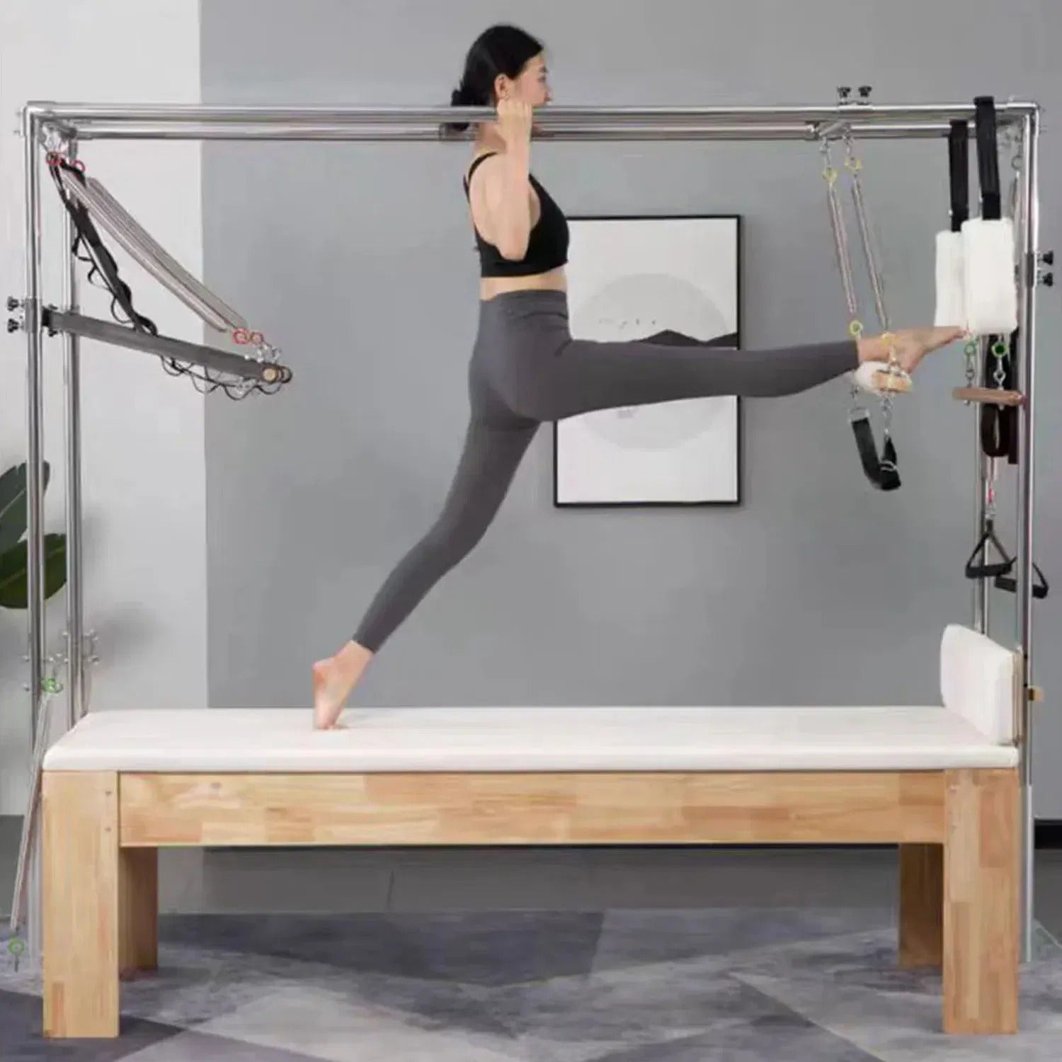Oak Frame Pilates Cadillac Full Trapeze Table