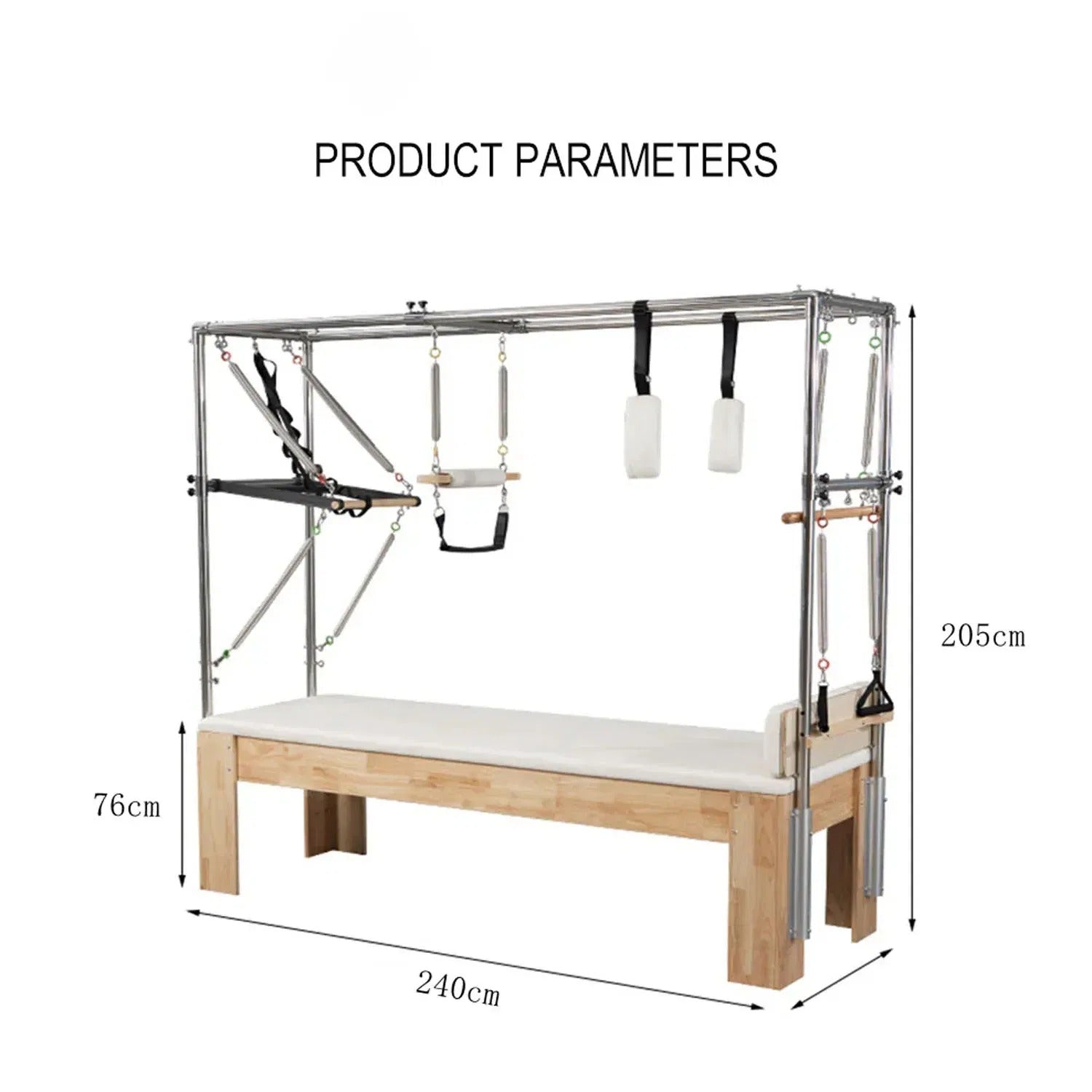 Oak Frame Pilates Cadillac Full Trapeze Table