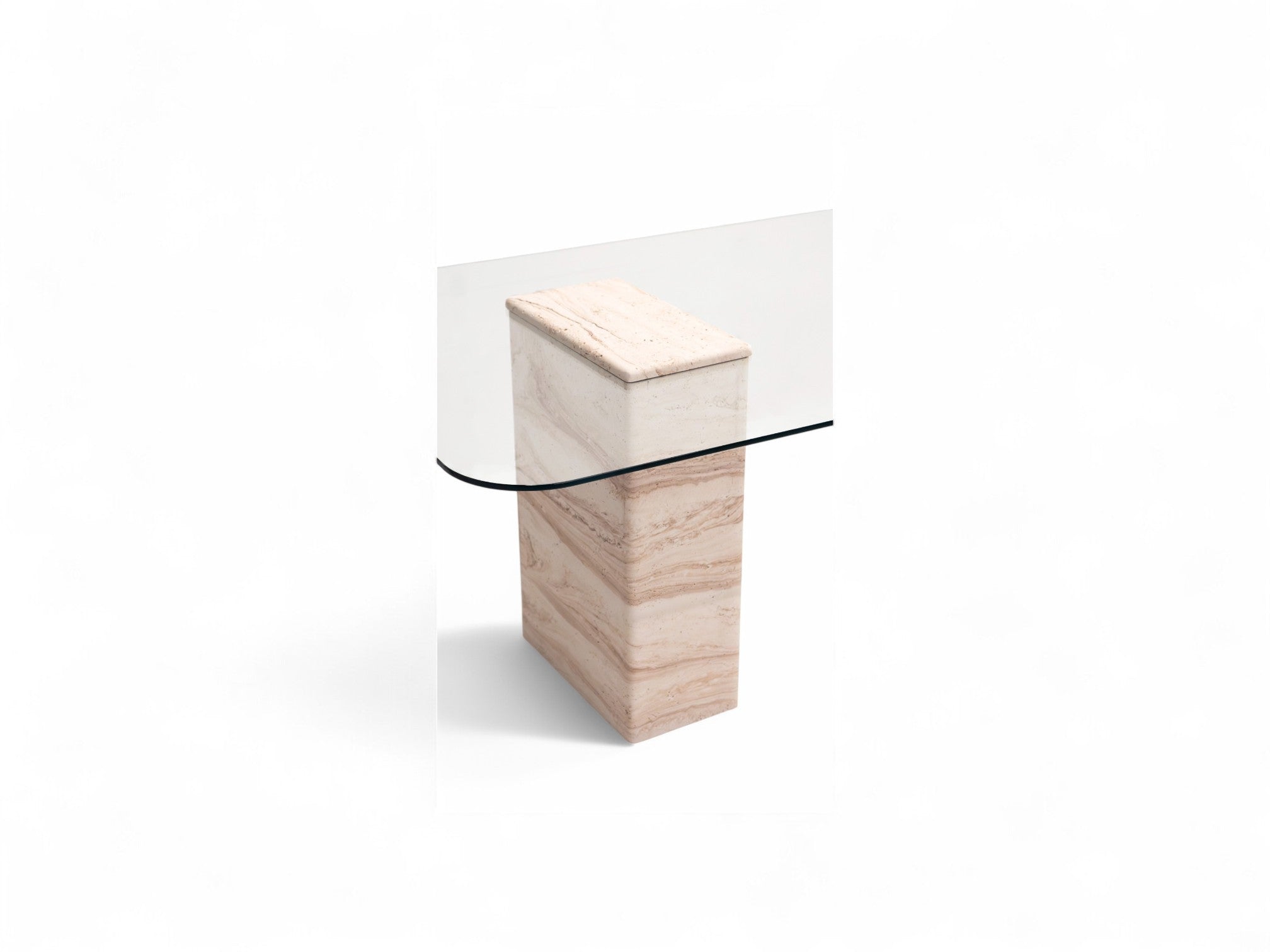 Travertine & Glass Dining Table - Latte