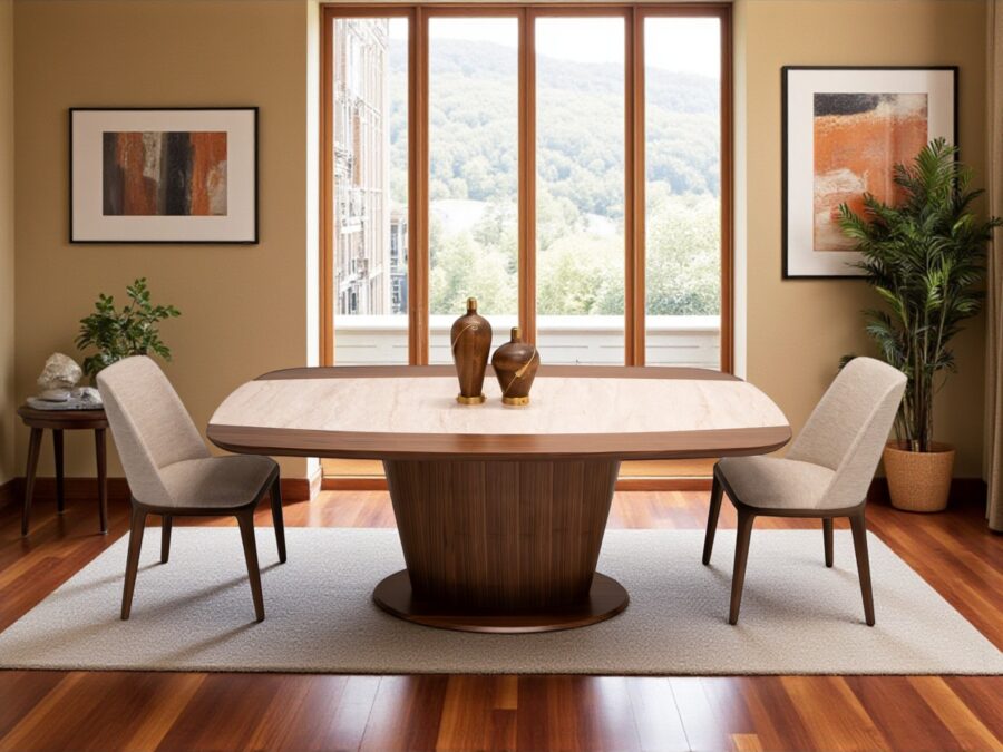 Travertine Dining Table - Walnut Travertine