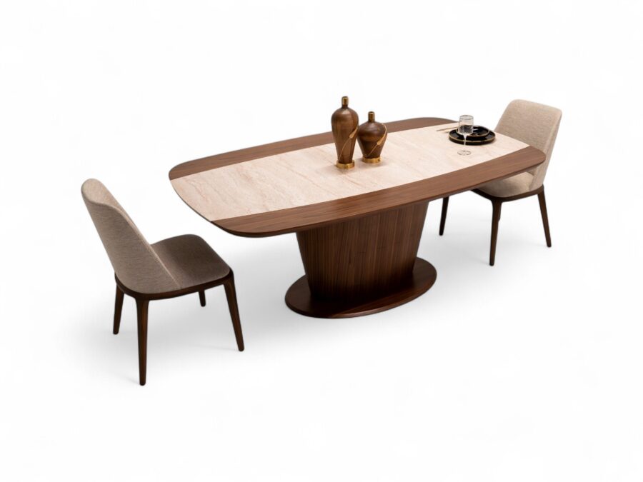 Travertine Dining Table - Walnut Travertine