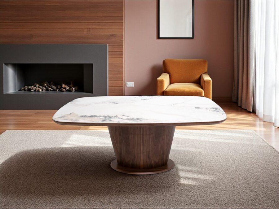 Luxury Walnut Marble Dining Table