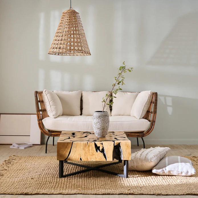 Wooden Coffee Table – Teak Root Patchwork Design