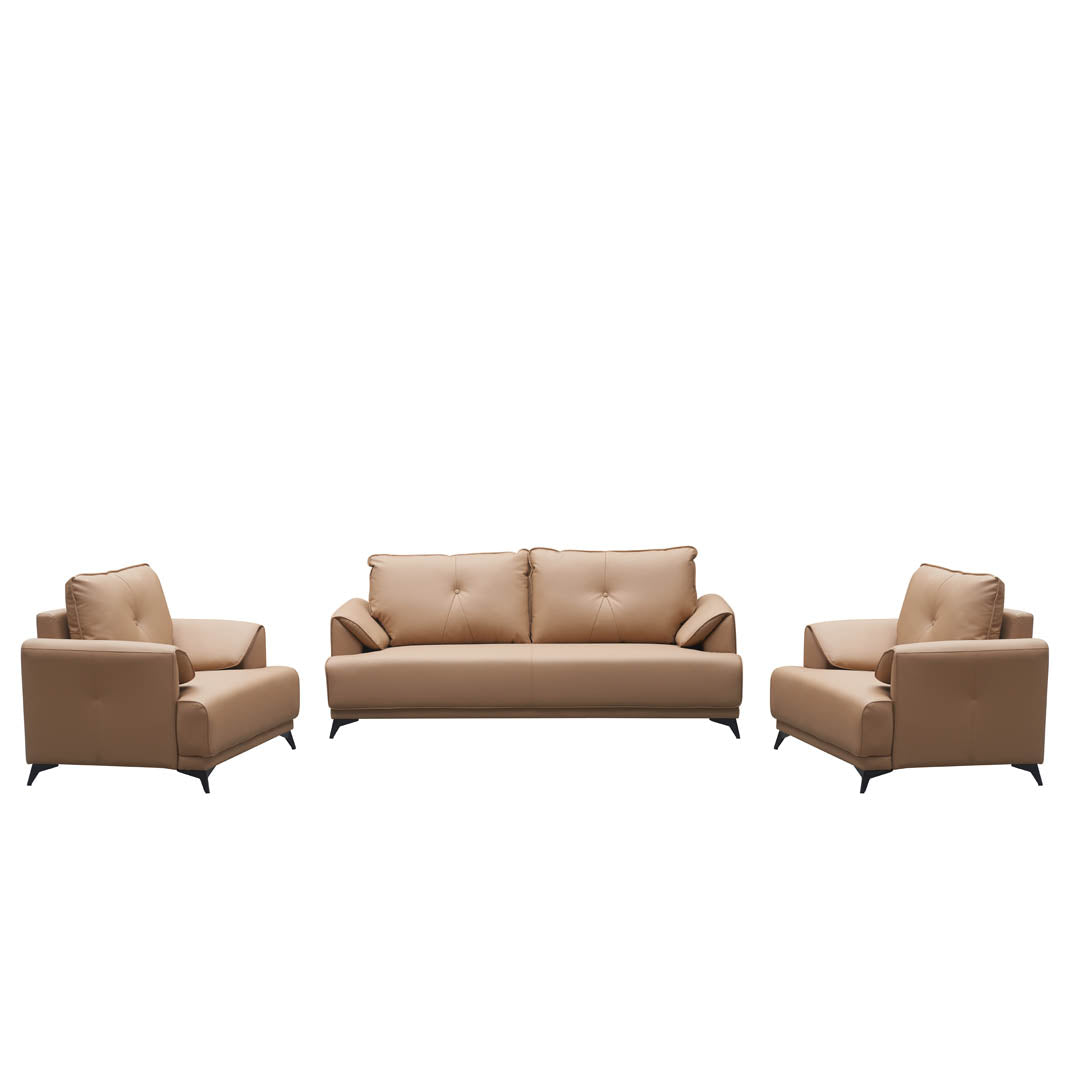 PU Leather Office Sofa Set 3+1+1, Beige Color-GCC Home Center